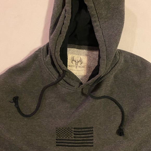 Buck Wear Gray Patriotic Hoodie Large - Picture 4 of 12